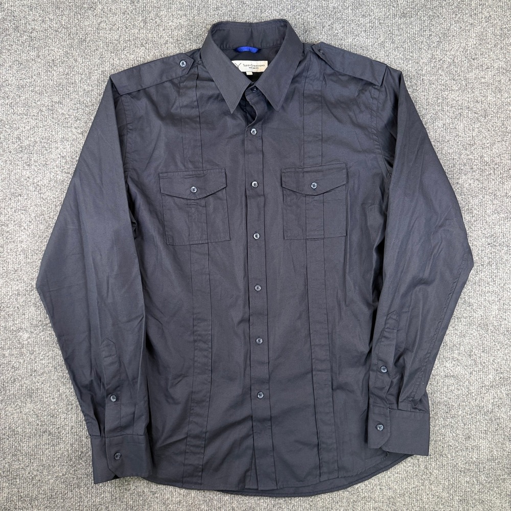 Teddy Stratford Shirt Mens 4 Large Blue Long Sleeve Zip Up Military Tactical